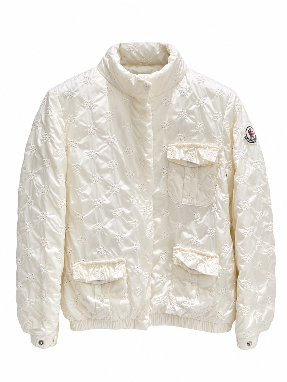 Moncler Women's Cream Quilted Eyelet Puffer Jacket
